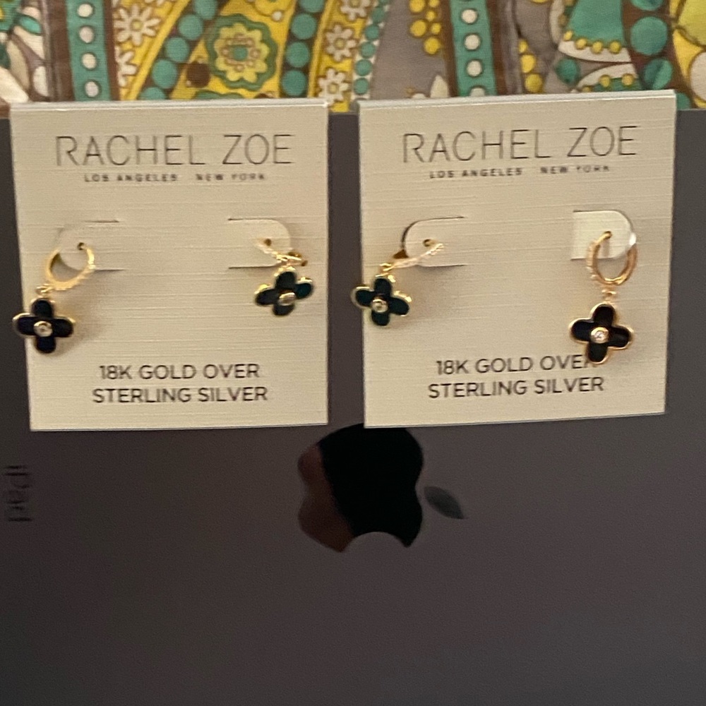 Rachel Zoe | 18K Gold Sterling Silver Clover Earring NWT